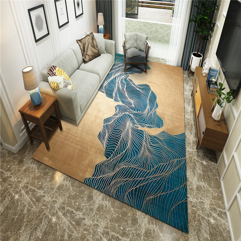 New Chinoiserie Area Rug Multi Colored Abstract Wave Rug Stain Resistant Washable Anti-Slip Backing Rug for Lounge Clearhalo 'Area Rug' 'Rug' 2184697