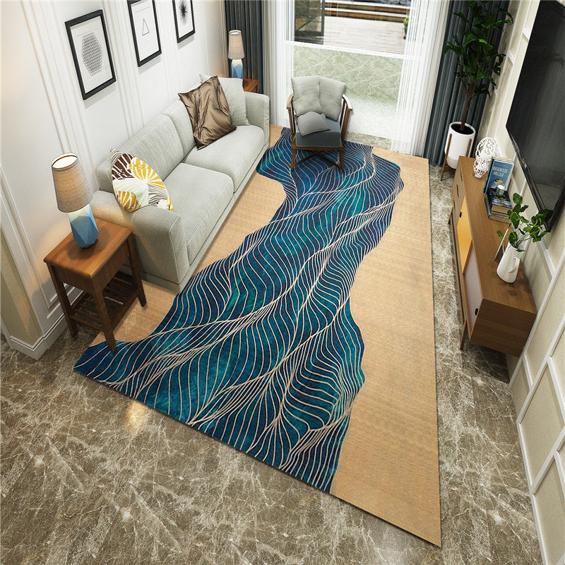 New Chinoiserie Area Rug Multi Colored Abstract Wave Rug Stain Resistant Washable Anti-Slip Backing Rug for Lounge Clearhalo 'Area Rug' 'Rug' 2184698