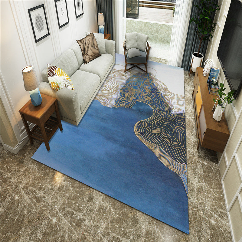 New Chinoiserie Area Rug Multi Colored Abstract Wave Rug Stain Resistant Washable Anti-Slip Backing Rug for Lounge Clearhalo 'Area Rug' 'Rug' 2184702