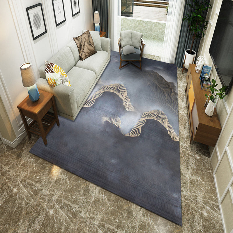 New Chinoiserie Area Rug Multi Colored Abstract Wave Rug Stain Resistant Washable Anti-Slip Backing Rug for Lounge Smoke Gray Clearhalo 'Area Rug' 'Rug' 2184703