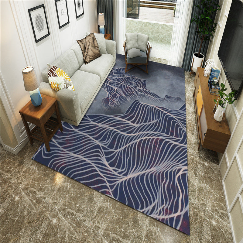 New Chinoiserie Area Rug Multi Colored Abstract Wave Rug Stain Resistant Washable Anti-Slip Backing Rug for Lounge Clearhalo 'Area Rug' 'Rug' 2184704