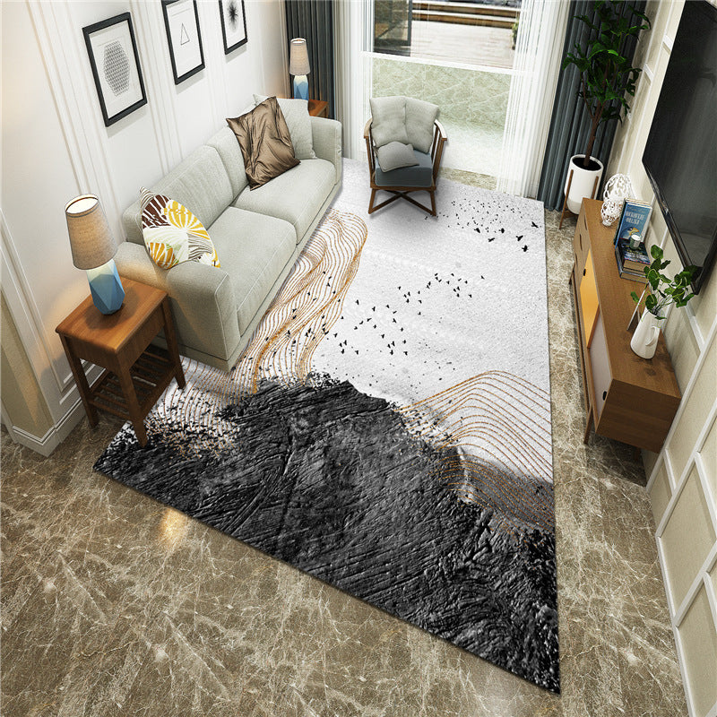 New Chinoiserie Area Rug Multi Colored Abstract Wave Rug Stain Resistant Washable Anti-Slip Backing Rug for Lounge Clearhalo 'Area Rug' 'Rug' 2184705