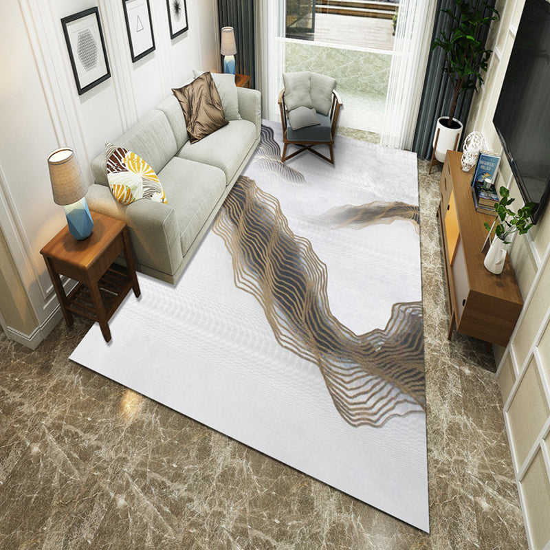 New Chinoiserie Area Rug Multi Colored Abstract Wave Rug Stain Resistant Washable Anti-Slip Backing Rug for Lounge Cream Gray Clearhalo 'Area Rug' 'Rug' 2184707