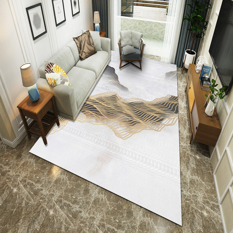 New Chinoiserie Area Rug Multi Colored Abstract Wave Rug Stain Resistant Washable Anti-Slip Backing Rug for Lounge White Clearhalo 'Area Rug' 'Rug' 2184708