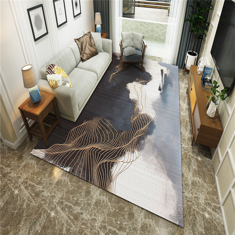 New Chinoiserie Area Rug Multi Colored Abstract Wave Rug Stain Resistant Washable Anti-Slip Backing Rug for Lounge Clearhalo 'Area Rug' 'Rug' 2184715