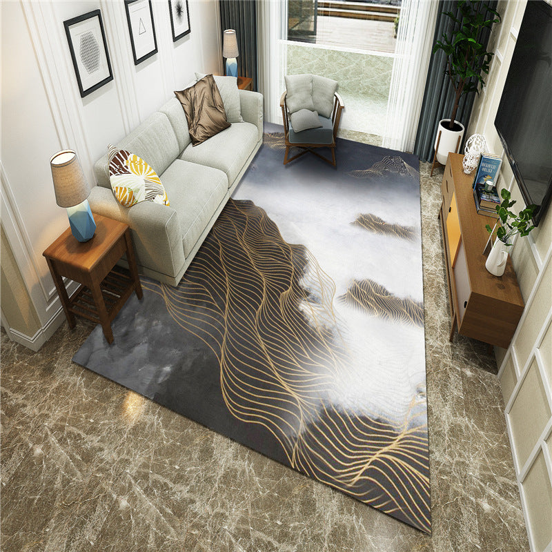 New Chinoiserie Area Rug Multi Colored Abstract Wave Rug Stain Resistant Washable Anti-Slip Backing Rug for Lounge Clearhalo 'Area Rug' 'Rug' 2184716