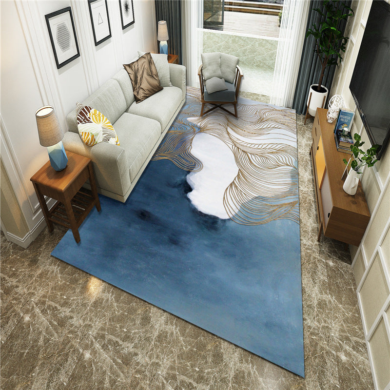 New Chinoiserie Area Rug Multi Colored Abstract Wave Rug Stain Resistant Washable Anti-Slip Backing Rug for Lounge Clearhalo 'Area Rug' 'Rug' 2184717