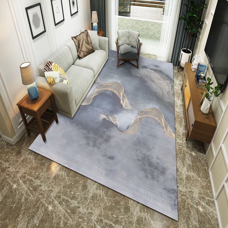 New Chinoiserie Area Rug Multi Colored Abstract Wave Rug Stain Resistant Washable Anti-Slip Backing Rug for Lounge Light Gray Clearhalo 'Area Rug' 'Rug' 2184720