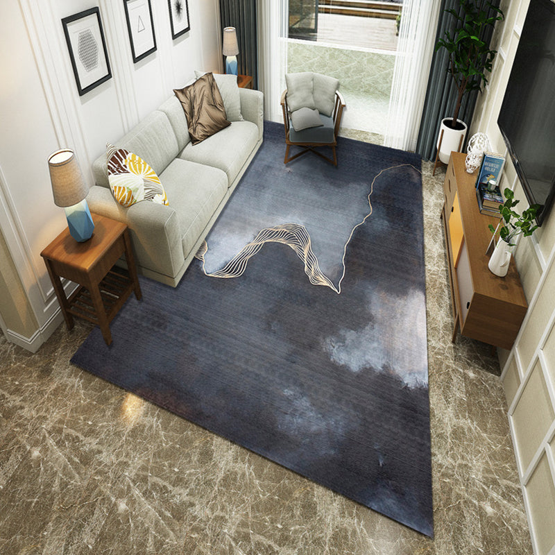 New Chinoiserie Area Rug Multi Colored Abstract Wave Rug Stain Resistant Washable Anti-Slip Backing Rug for Lounge Dark Gray Clearhalo 'Area Rug' 'Rug' 2184721