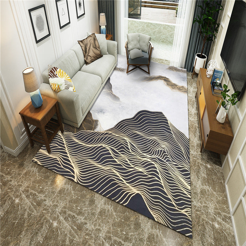 New Chinoiserie Area Rug Multi Colored Abstract Wave Rug Stain Resistant Washable Anti-Slip Backing Rug for Lounge Clearhalo 'Area Rug' 'Rug' 2184723