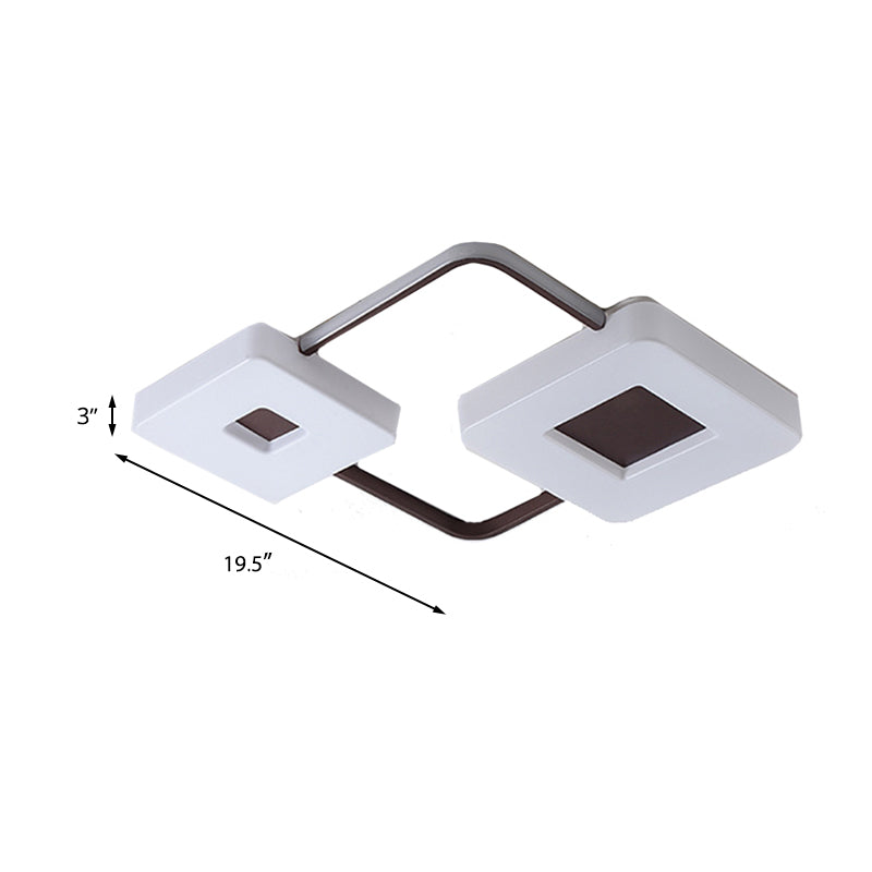 Coffee Square/Rectangular LED Flush Mount Lamp 16"/19.5"/35.5" Wide Acrylic Living Room Ceiling Mounted Light, White Light Clearhalo 'Ceiling Lights' 'Close To Ceiling Lights' 'Close to ceiling' 'Flush mount' Lighting' 218473
