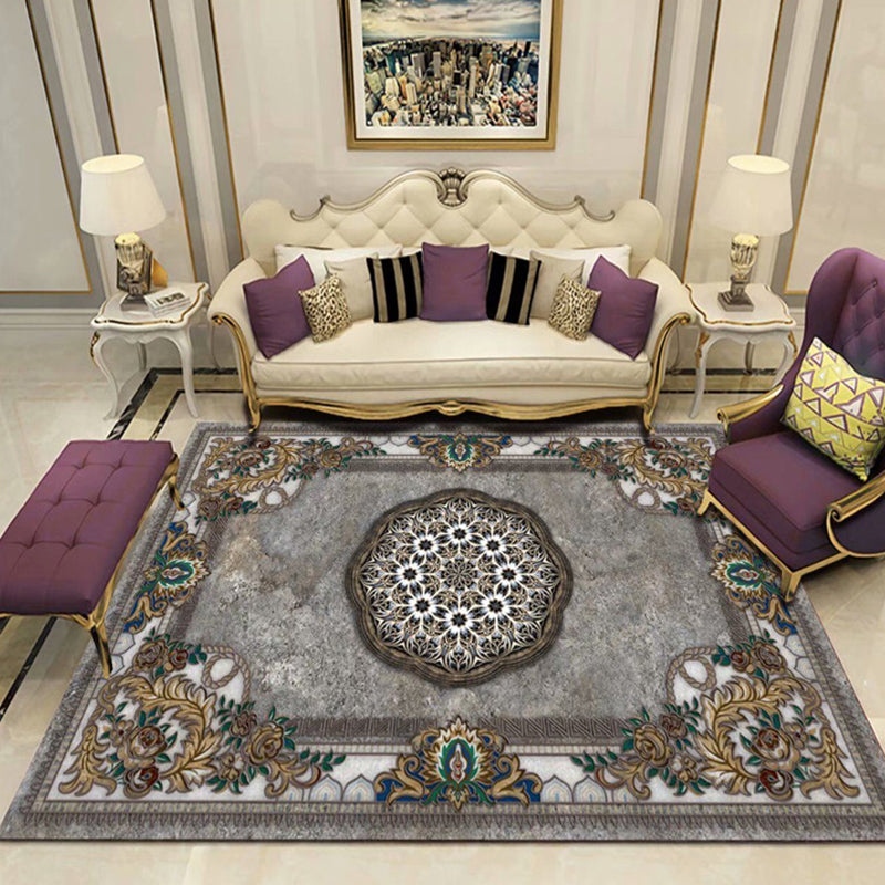 European Style Print Rug Multi Color Classic Carpet Polypropylene Washable Stain Resistant Non-Slip Backing Rug for Lounge Grey Clearhalo 'Area Rug' 'Rugs' 'Shabby Chic' Rug' 2184853