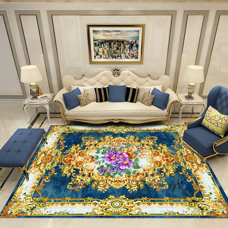 European Style Print Rug Multi Color Classic Carpet Polypropylene Washable Stain Resistant Non-Slip Backing Rug for Lounge Blue-Purple Clearhalo 'Area Rug' 'Rugs' 'Shabby Chic' Rug' 2184870