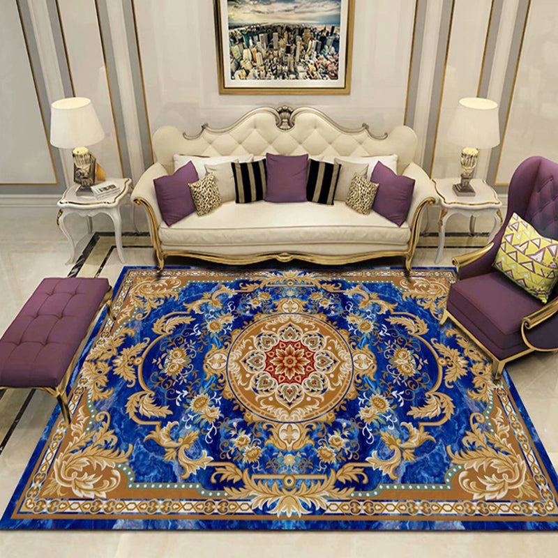European Style Print Rug Multi Color Classic Carpet Polypropylene Washable Stain Resistant Non-Slip Backing Rug for Lounge Royal Blue Clearhalo 'Area Rug' 'Rugs' 'Shabby Chic' Rug' 2184874