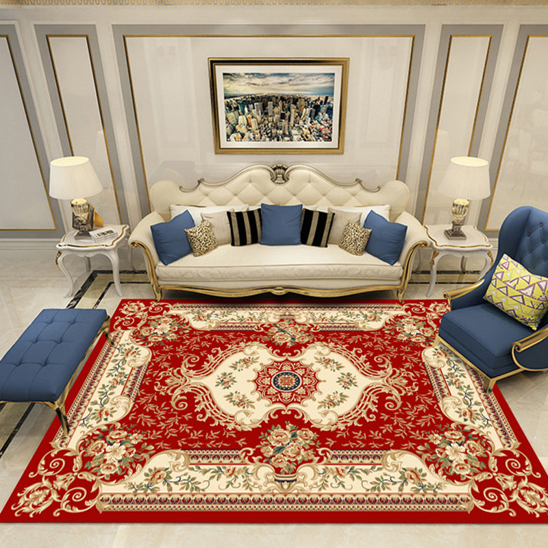 European Style Print Rug Multi Color Classic Carpet Polypropylene Washable Stain Resistant Non-Slip Backing Rug for Lounge Orange Red Clearhalo 'Area Rug' 'Rugs' 'Shabby Chic' Rug' 2184876