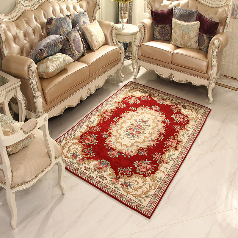 Empire Peony Rug Multi-Colored Traditional Carpet Synthetics Pet Friendly Anti-Slip Stain Resistant Runner Rug for Home Burgundy Clearhalo 'Area Rug' 'Rugs' 'Shabby Chic' Rug' 2184905