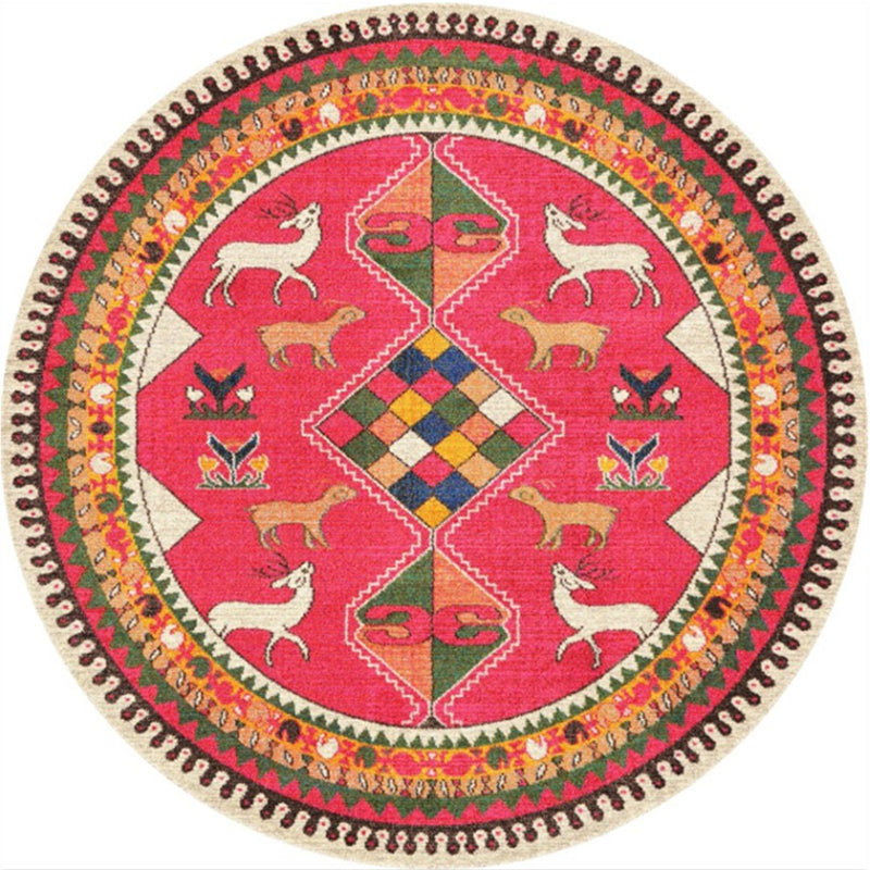 Moroccan Abstract Indoor Rug Multicolor Synthetics Carpet Non-Slip Backing Stain Resistant Pet Friendly Rug for Living Room Watermelon Red Clearhalo 'Area Rug' 'Moroccan' 'Rugs' Rug' 2184917