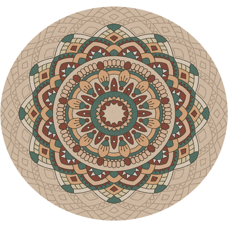 Persian Mandala Patterned Rug Multi-Color Polypropylene Rug Stain Resistant Machine Washable Non-Slip Rug for Home Decor Khaki Clearhalo 'Area Rug' 'Moroccan' 'Rugs' Rug' 2185021