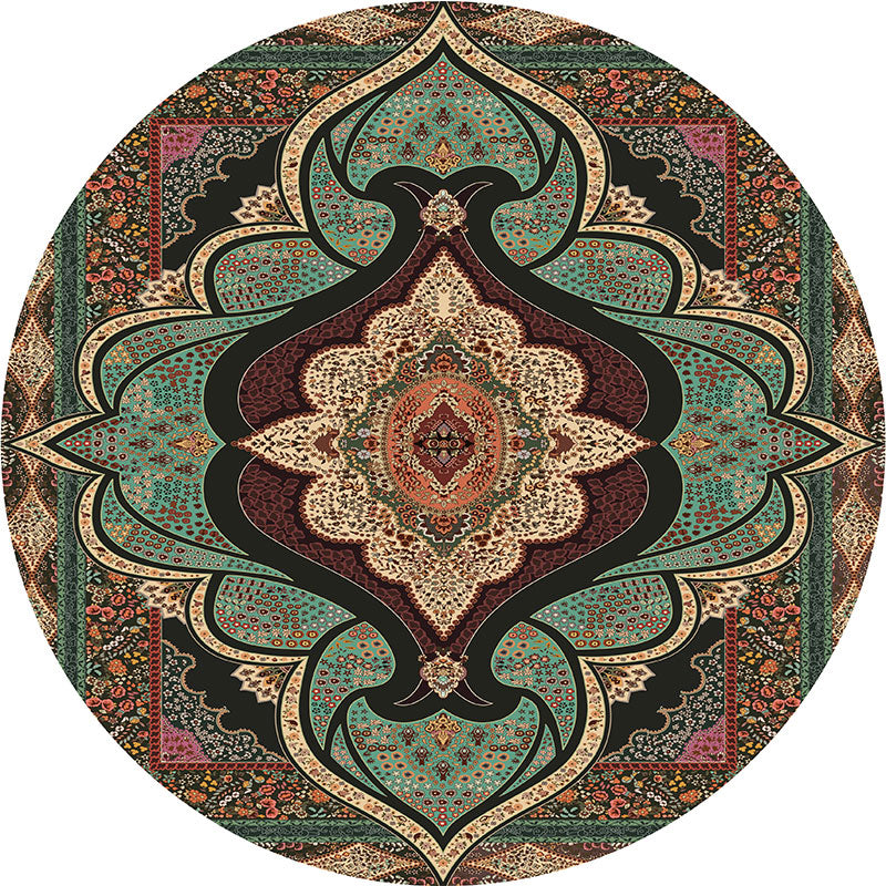 Olden Turkish Folk Art Rug Multi Color Persian Carpet Polyester Anti-Slip Stain Resistant Washable Rug for Room Green Clearhalo 'Area Rug' 'Moroccan' 'Rugs' Rug' 2185066