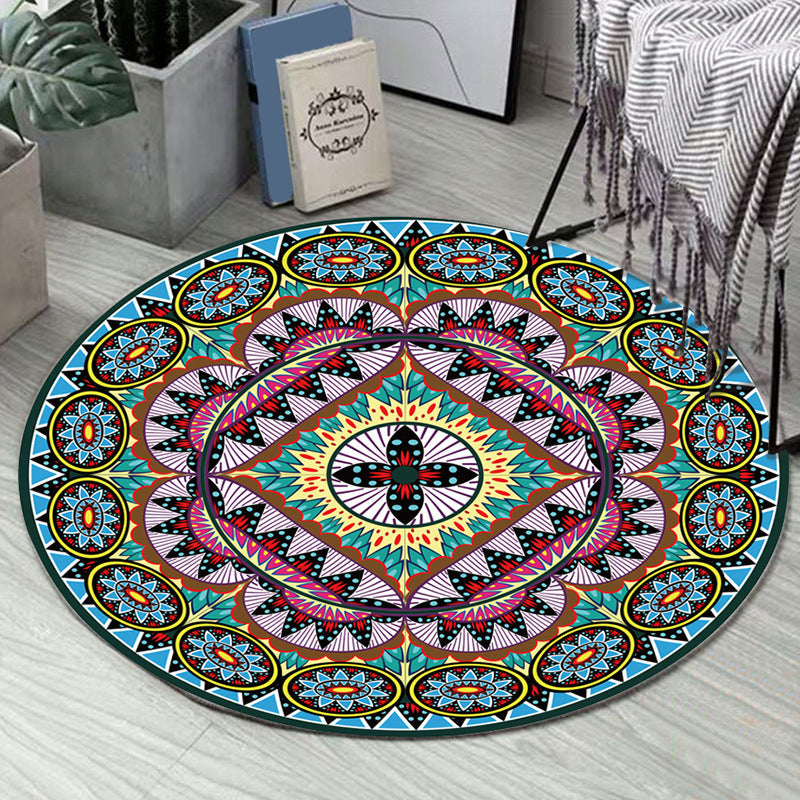 Art Deco Moroccan Rug Multi-Colored Mandala Rug Pet Friendly Machine Washable Anti-Slip Rug for Bedroom Sky Blue Clearhalo 'Area Rug' 'Moroccan' 'Rugs' Rug' 2185070