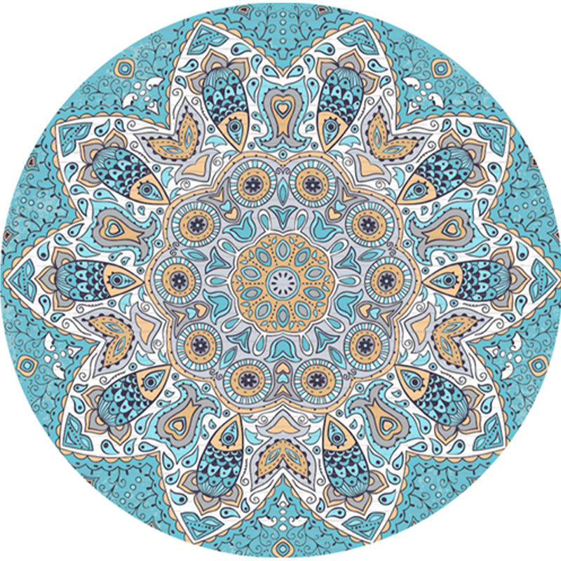 Classic Multi Color Moroccan Rug Synthetics Mandala Print Carpet Pet Friendly Anti-Slip Washable Rug for Home Black Clearhalo 'Area Rug' 'Moroccan' 'Rugs' Rug' 2185096