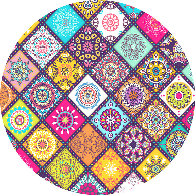 Moroccan Door Rug Multicolor Mandala Area Rug Polypropylene Anti-Slip Stain Resistant Machine Washable Rug Rose Red Clearhalo 'Area Rug' 'Moroccan' 'Rugs' Rug' 2185104