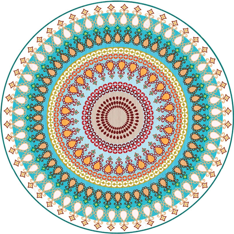 Moroccan Door Rug Multicolor Mandala Area Rug Polypropylene Anti-Slip Stain Resistant Machine Washable Rug Lake Blue Clearhalo 'Area Rug' 'Moroccan' 'Rugs' Rug' 2185105