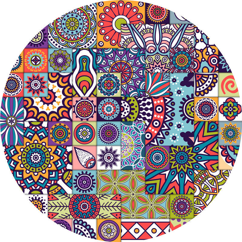 Multicolor Mandala Rug Synthetics Moroccan Rug Non-Slip Pet Friendly Washable Rug for Sitting Room Dark Blue Clearhalo 'Area Rug' 'Moroccan' 'Rugs' Rug' 2185135