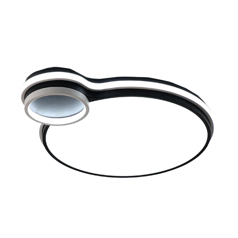 19"/23" W LED Bedroom Flushmount Lighting Black and White Round/Square Acrylic Shaded Flush Ceiling Light, White Light Clearhalo 'Ceiling Lights' 'Close To Ceiling Lights' 'Close to ceiling' 'Flush mount' Lighting' 218520