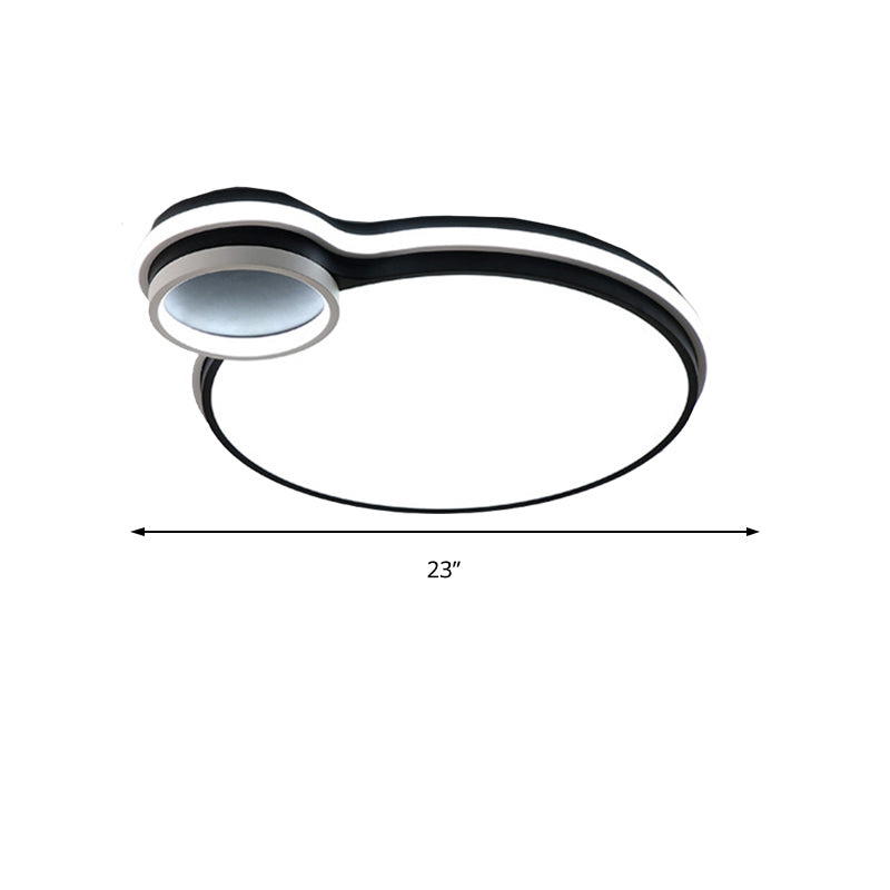 19"/23" W LED Bedroom Flushmount Lighting Black and White Round/Square Acrylic Shaded Flush Ceiling Light, White Light Clearhalo 'Ceiling Lights' 'Close To Ceiling Lights' 'Close to ceiling' 'Flush mount' Lighting' 218522