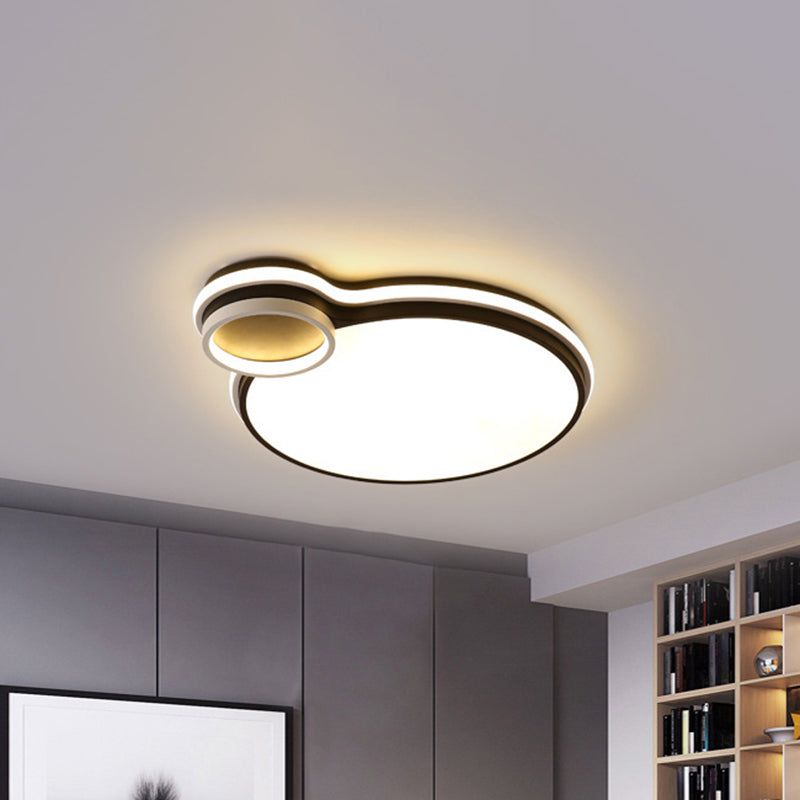 19"/23" W LED Bedroom Flushmount Lighting Black and White Round/Square Acrylic Shaded Flush Ceiling Light, White Light Clearhalo 'Ceiling Lights' 'Close To Ceiling Lights' 'Close to ceiling' 'Flush mount' Lighting' 218523
