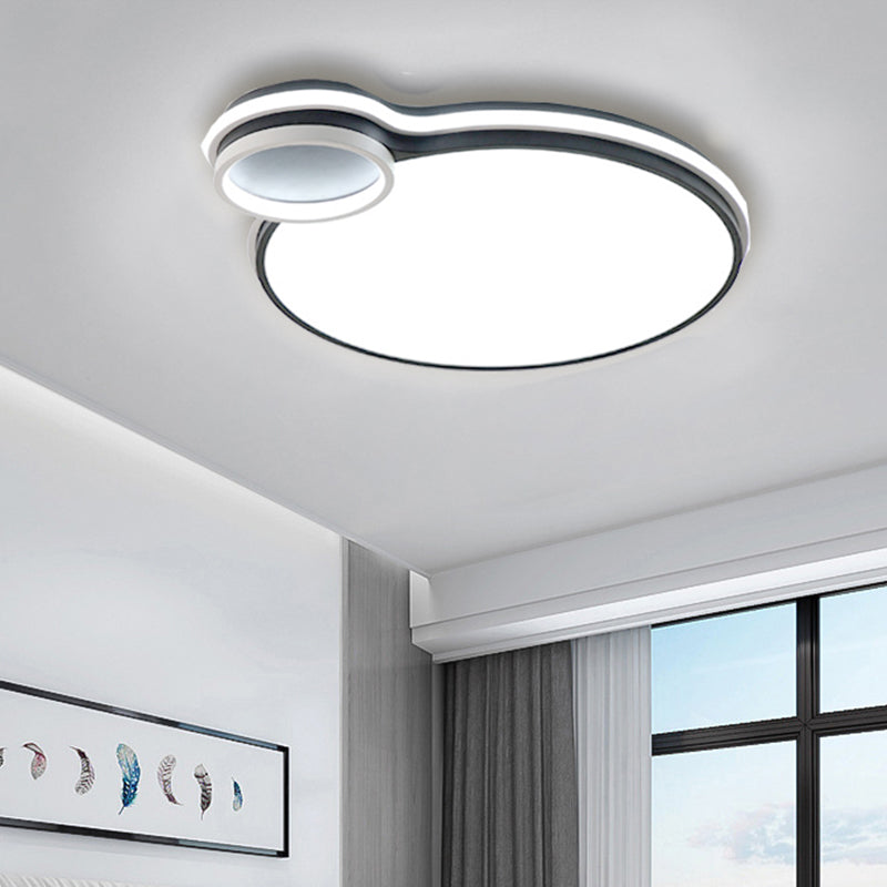 19"/23" W LED Bedroom Flushmount Lighting Black and White Round/Square Acrylic Shaded Flush Ceiling Light, White Light Black-White Round Clearhalo 'Ceiling Lights' 'Close To Ceiling Lights' 'Close to ceiling' 'Flush mount' Lighting' 218526
