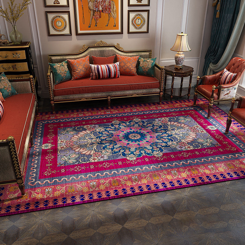 Magnificent Floral Printed Rug Multi-Color Moroccan Rug Polyester Washable Anti-Slip Backing Stain Resistant Rug for Guest Room Purple Clearhalo 'Area Rug' 'Moroccan' 'Rugs' Rug' 2185383