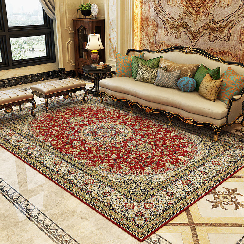 Magnificent Floral Printed Rug Multi-Color Moroccan Rug Polyester Washable Anti-Slip Backing Stain Resistant Rug for Guest Room Red Clearhalo 'Area Rug' 'Moroccan' 'Rugs' Rug' 2185386