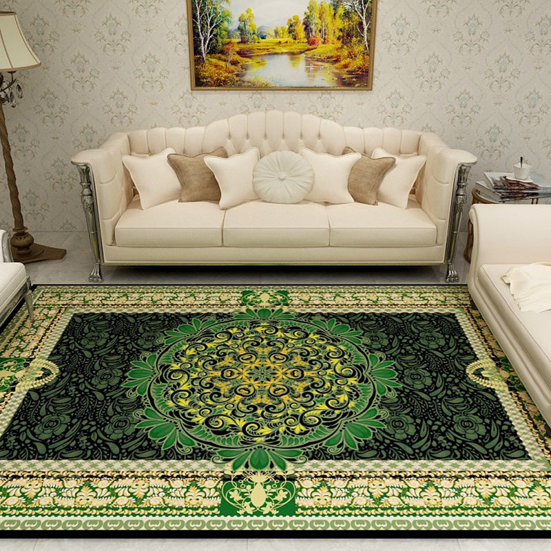 Multi-Colored Moroccan Rug Synthetics Jacquard Pattern Rug Washable Stain Resistant Non-Slip Carpet for Lounge Green Clearhalo 'Area Rug' 'Moroccan' 'Rugs' Rug' 2185396