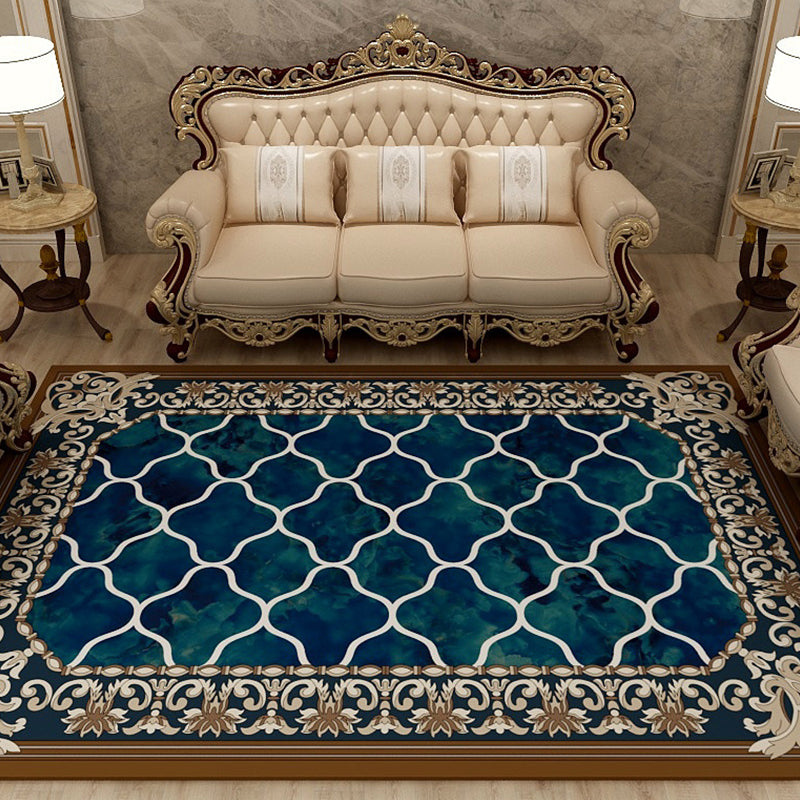 Multi-Colored Moroccan Rug Synthetics Jacquard Pattern Rug Washable Stain Resistant Non-Slip Carpet for Lounge Lake Blue Clearhalo 'Area Rug' 'Moroccan' 'Rugs' Rug' 2185402