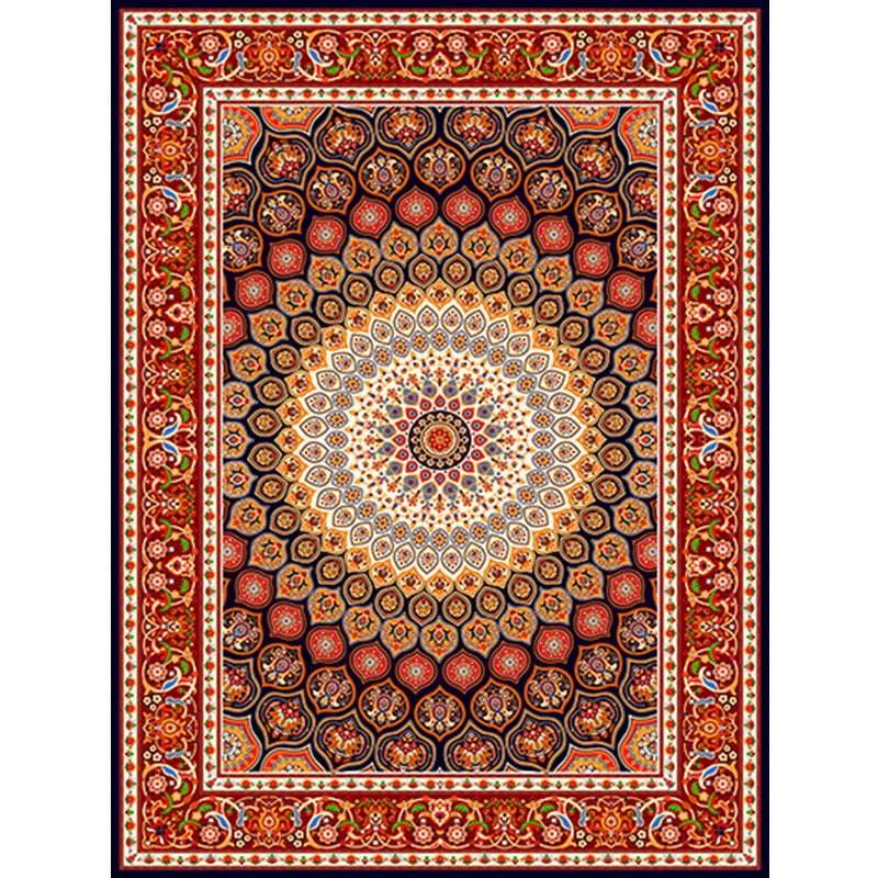 Moroccan Style Bedroom Rug Multi Color Flower Print Carpet Polyester Washable Pet Friendly Anti-Slip Backing Rug Clearhalo 'Area Rug' 'Moroccan' 'Rugs' Rug' 2185457