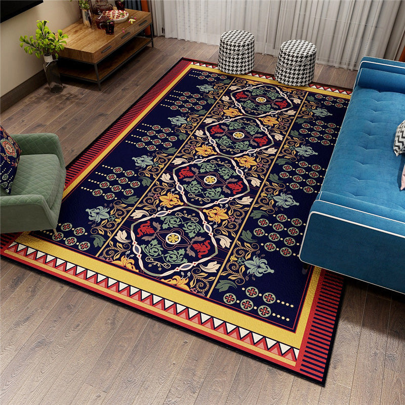 Classy Persian Rug Multi-Color Flower Area Rug Machine Washable Stain Resistant Non-Slip Indoor Rug for Home Lemon Yellow Clearhalo 'Area Rug' 'Moroccan' 'Rugs' Rug' 2185574