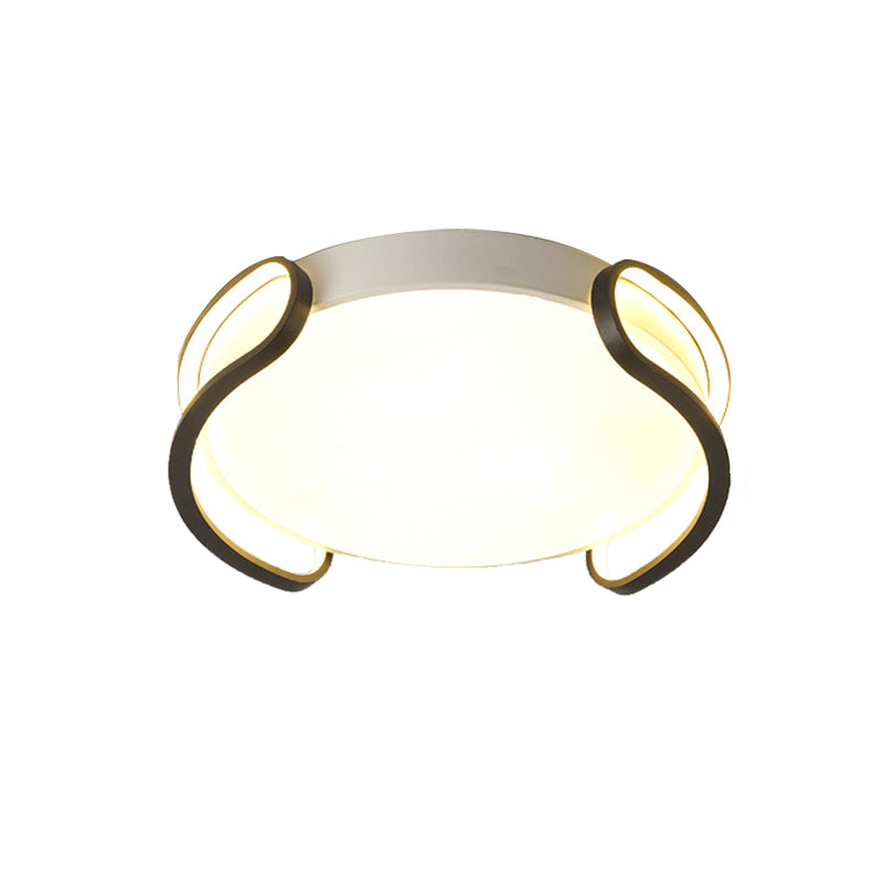 Comtemporary Black and White Round Flush Mount Ceiling Light Acrylic Shaded Bedroom LED Flush Lamp in White Light Clearhalo 'Ceiling Lights' 'Close To Ceiling Lights' 'Close to ceiling' 'Flush mount' Lighting' 218563