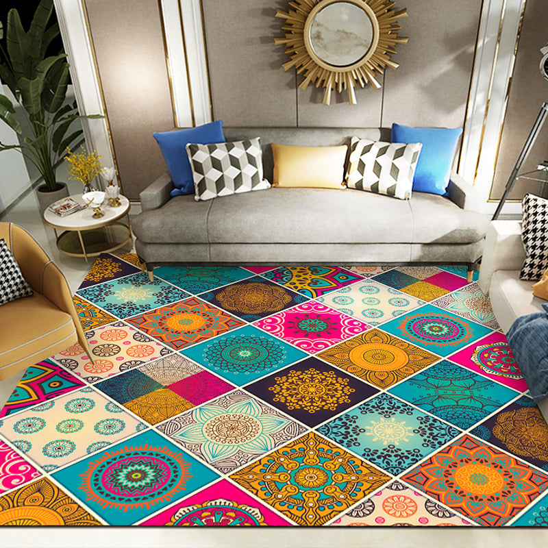 Classy Multi Color Mandala Rug Synthetics Moroccan Area Rug Stain Resistant Anti-Slip Pet Friendly Rug for Great Room Lake Blue Clearhalo 'Area Rug' 'Moroccan' 'Rugs' Rug' 2185671