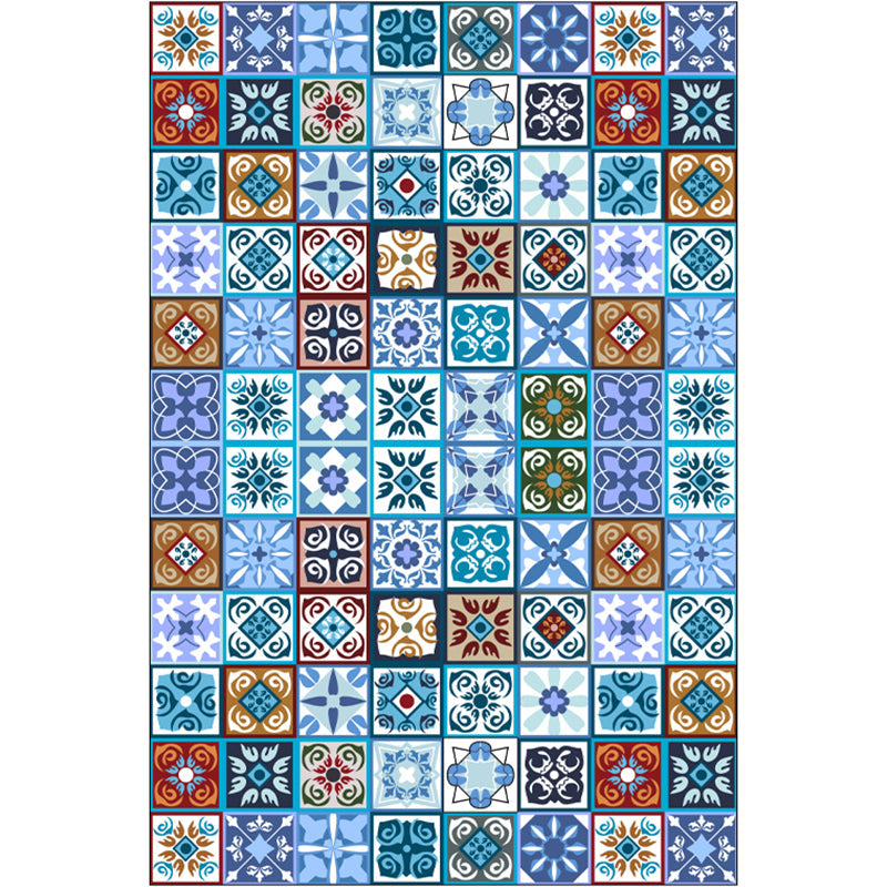 Moroccan Mosaic Print Rug Multi Colored Polyester Carpet Non-Slip Backing Washable Pet Friendly Rug for Living Room Sky Blue Clearhalo 'Area Rug' 'Moroccan' 'Rugs' Rug' 2185683