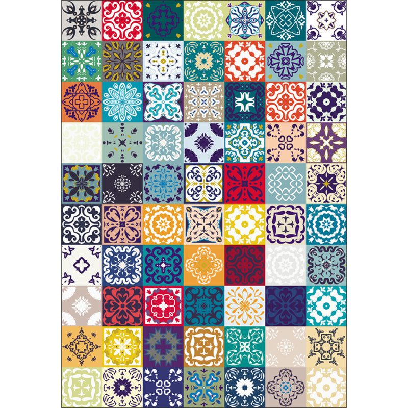 Moroccan Mosaic Print Rug Multi Colored Polyester Carpet Non-Slip Backing Washable Pet Friendly Rug for Living Room Blue Clearhalo 'Area Rug' 'Moroccan' 'Rugs' Rug' 2185687