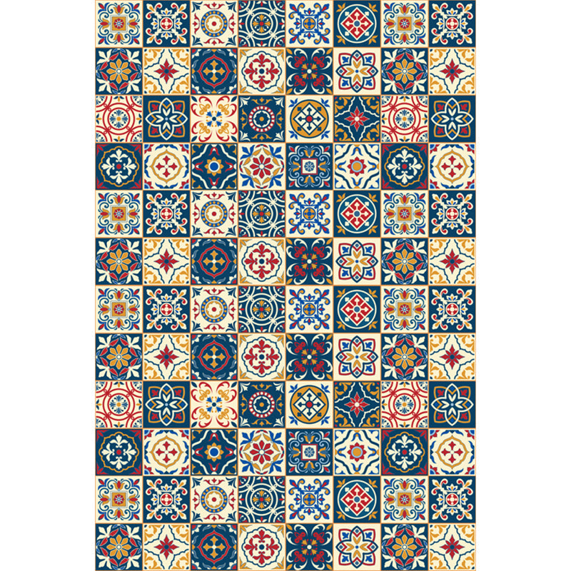 Moroccan Mosaic Print Rug Multi Colored Polyester Carpet Non-Slip Backing Washable Pet Friendly Rug for Living Room Dark Blue Clearhalo 'Area Rug' 'Moroccan' 'Rugs' Rug' 2185689