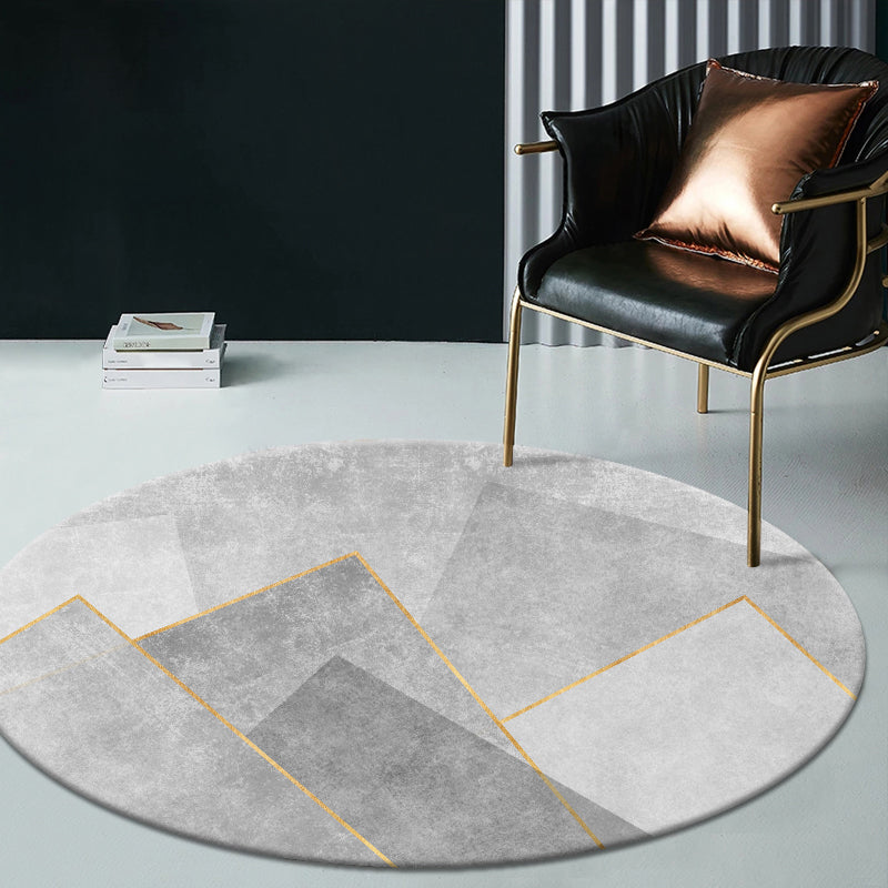 Multi-Colored Nordic Area Rug Polyester Foils Line Abstract Rug Non-Slip Backing Washable Stain Resistant Rug for Home Decor Light Gray Clearhalo 'Area Rug' 'Modern' 'Rugs' Rug' 2185733