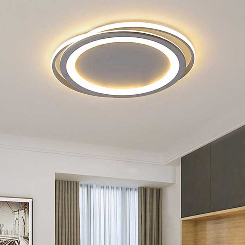 Ultra Thin Acrylic LED Flush Ceiling Light 16"/19.5" W Grey Bedroom Flush Mount Light Fixture in Warm/White Light Clearhalo 'Ceiling Lights' 'Close To Ceiling Lights' 'Close to ceiling' 'Flush mount' Lighting' 218601