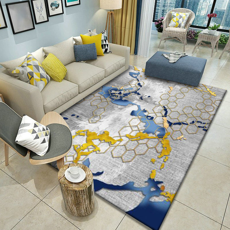 Multicolor Home Decoration Rug Scandinavian Geometric Carpet Polyester Washable Anti-Slip Backing Stain Resistant Rug Blue Clearhalo 'Area Rug' 'Modern' 'Rugs' Rug' 2186138