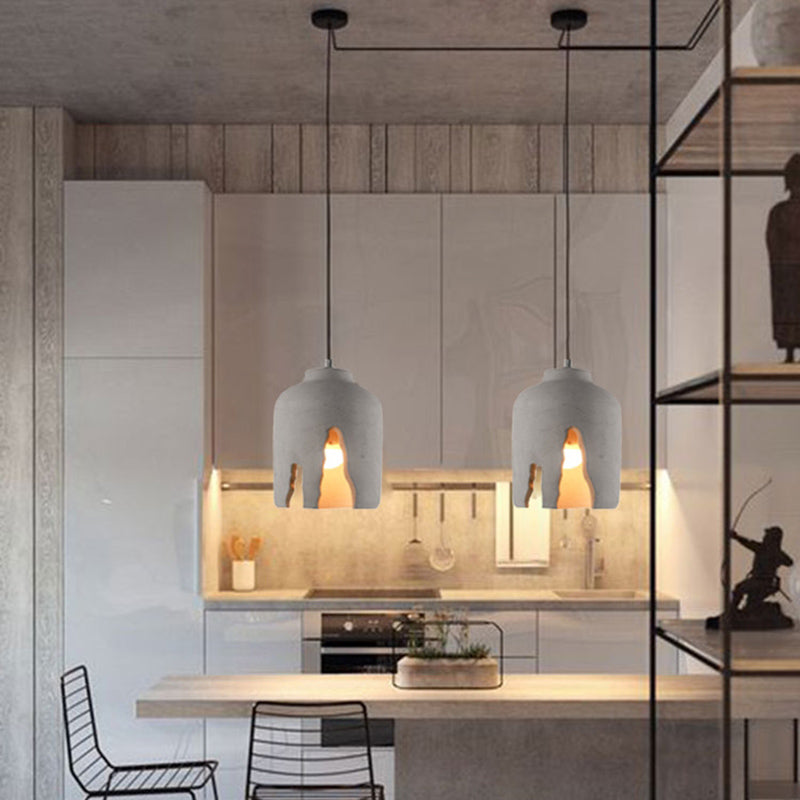 Modern Style Geometric Suspension Light Cement Single Dining Room Pendant Light Fixture Light Gray Clearhalo 'Ceiling Lights' 'Modern Pendants' 'Modern' 'Pendant Lights' 'Pendants' Lighting' 2186641
