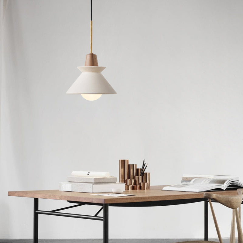 Modern Style Geometric Suspension Light Cement Single Dining Room Pendant Light Fixture White Clearhalo 'Ceiling Lights' 'Modern Pendants' 'Modern' 'Pendant Lights' 'Pendants' Lighting' 2186645