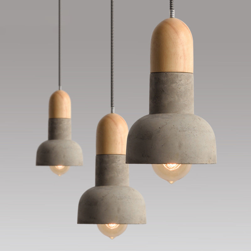 Flashlight Shaped Ceiling Light Minimalistic Cement 1 Bulb Dining Room Hanging Pendant Light Wood Clearhalo 'Ceiling Lights' 'Lighting' 'Pendant Lights' 2186657_7ce1ae7c-1bed-40c7-b2d3-4eaae67d9ad6