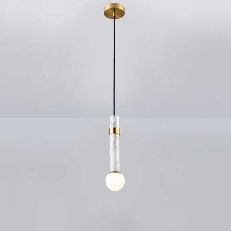 Marble Cylindrical Shade Suspension Light Simplicity Single Pendant Light Fixture Clearhalo 'Ceiling Lights' 'Modern Pendants' 'Modern' 'Pendant Lights' 'Pendants' Lighting' 2186678